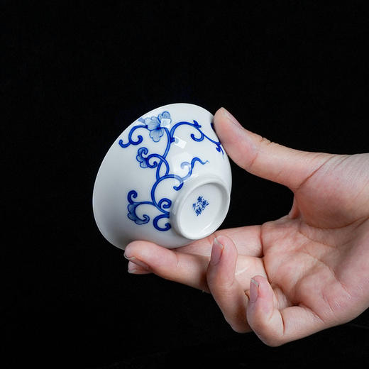 【特价】海棠明心杯青花单杯 陶瓷茶杯主人杯单个装茶杯品茗杯 商品图3