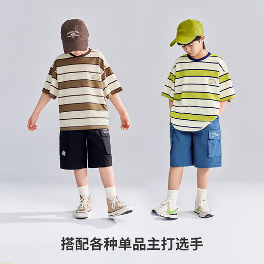 【120-165】【可可鸭】儿童条纹T恤男童透气短袖上衣 商品图3