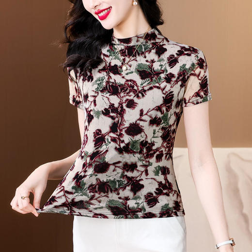 KQL350H2565印花T恤遮肉显瘦舒适透气打底小衫 商品图2