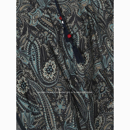 COCOBELLA波普印花7米+蕾丝镶边连衣裙度假大码长裙FR7040 商品图4