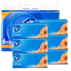 维达丨维达超韧纸面巾抽纸自然无香 S码3层100抽6包装