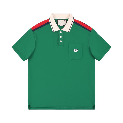 男士 2024夏季新款 复古双G刺绣标 经典红绿条纹织带 短袖POLO衫 Z-11612 商品图8