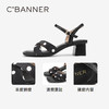 千百度粗中跟时装凉鞋女夏季时尚一字带绝美羊皮通勤凉鞋A24381110 商品缩略图3