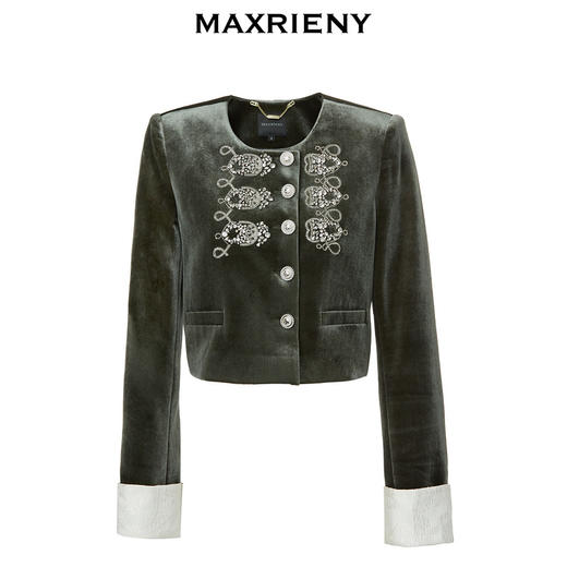 【商场同款】MAXRIENY宋锦国风外套新中式老钱风丝绒上衣秋冬新款(货号:MC88JA539) 商品图4