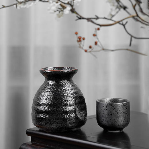 【特价】罗纹天目小花插酒器陶瓷酒瓶小酒壶复古酒具分酒器酒杯花器 商品图1