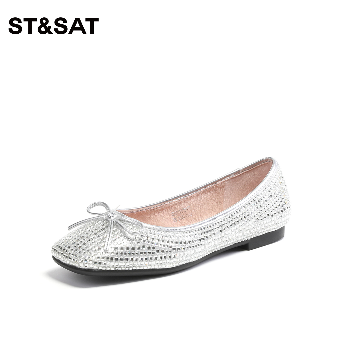 星期六蝴蝶结水钻亮面低跟单鞋SS33111947