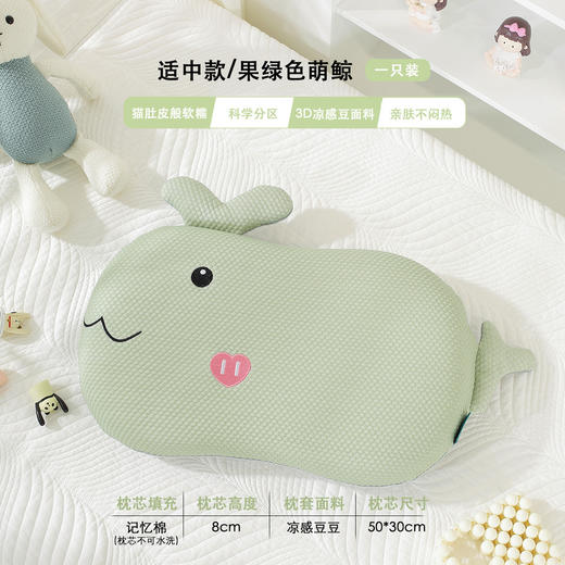 【超值买1送1 两件随时替换 】凉而不冰，透气排汗！夏天儿童护颈椎记忆棉枕头冰丝，母婴级A类3D豆豆按摩颗粒夏季凉枕学生 家用带枕套 猫肚记忆枕！-QQ 商品图6