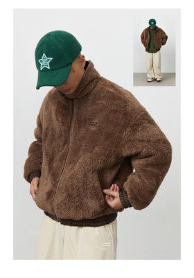 CryingCenter 棕色美拉德皮毛做旧感夹克外套 正反可穿哭喊中心