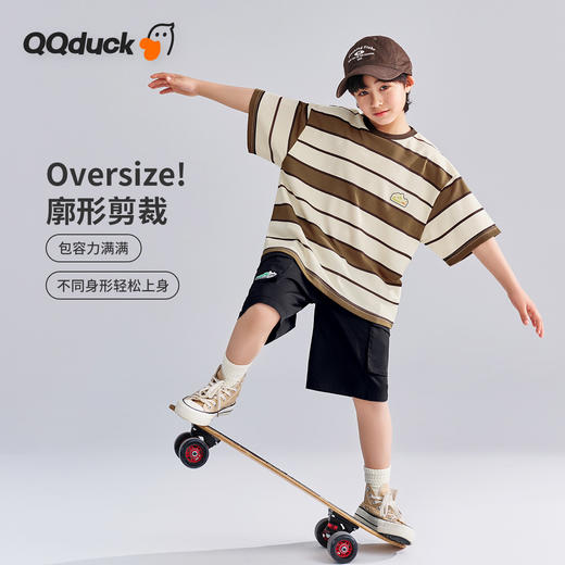 【120-165】【可可鸭】儿童条纹T恤男童透气短袖上衣 商品图7