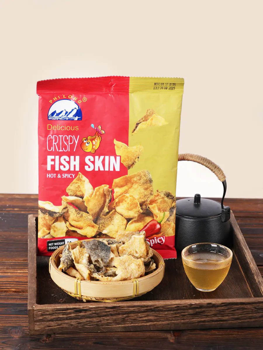 进口香脆鱼皮辣味鱼皮即食休闲鱼皮零食汤面好伴侣火锅食材50g