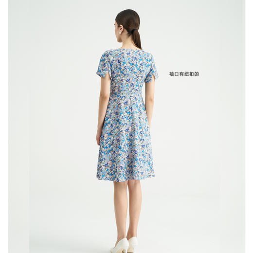 司歌圆领印花碎花连衣裙短袖优雅EA891334X 商品图3