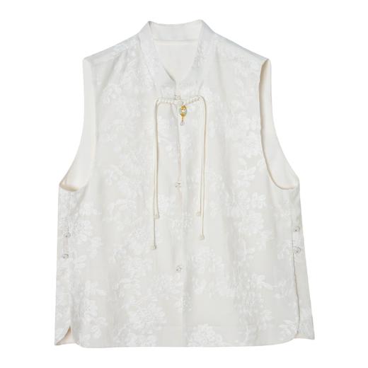 西嘉【现货】C+IMPRESS/西嘉醋酸提花新中式马甲女夏盘扣简约白色国风背心马夹MJ2402032 商品图4