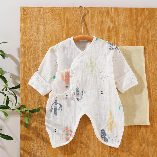 【卡通纯棉纱布蝴蝶衣】人之初新生儿衣服0-3个月6纯棉纱布春夏季初生宝宝蝴蝶衣婴儿连体 商品图7