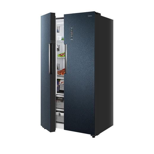 美的（Midea）603升对开门冰箱 微晶一周鲜19分钟急速净味高保湿风冷家用冰箱 BCD-603WKGPZM 深空蓝-星墨 商品图2