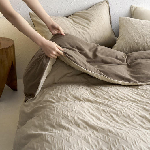 【双层纱提花四件套】全棉双层纱提花四件套纯色柔软亲肤床品套件纯棉床品 商品图0
