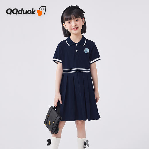【120-165】【可可鸭】女童夏季短袖裙子polo领连衣裙 商品图0