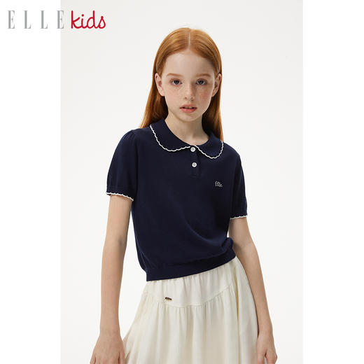 ELLEKIDS 童装 POLO天丝晴棉柔软绣花短袖上衣 商品图0