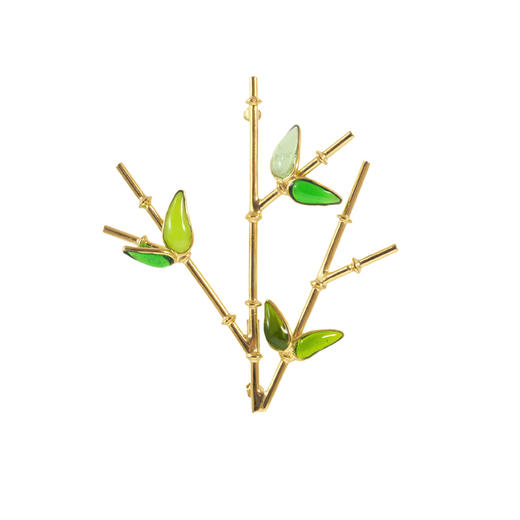订购5个月到｜Gripoix Paris-Bamboo-竹叶 胸针［法国设计师］ 商品图3