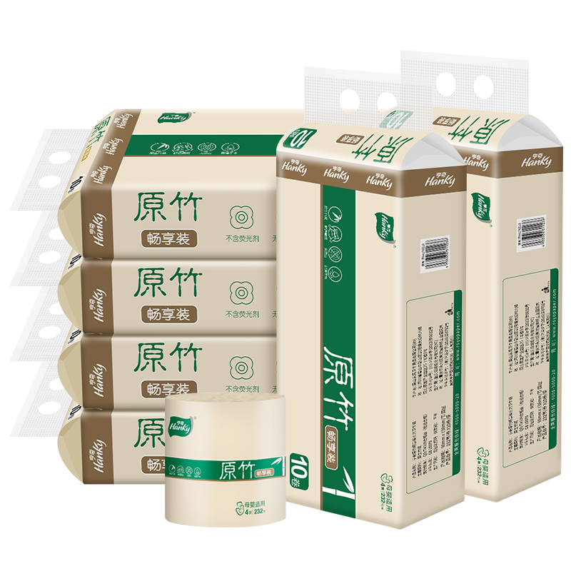 Hanky/亨奇原竹畅享独立包装实芯圆卷1760g*4层*6提