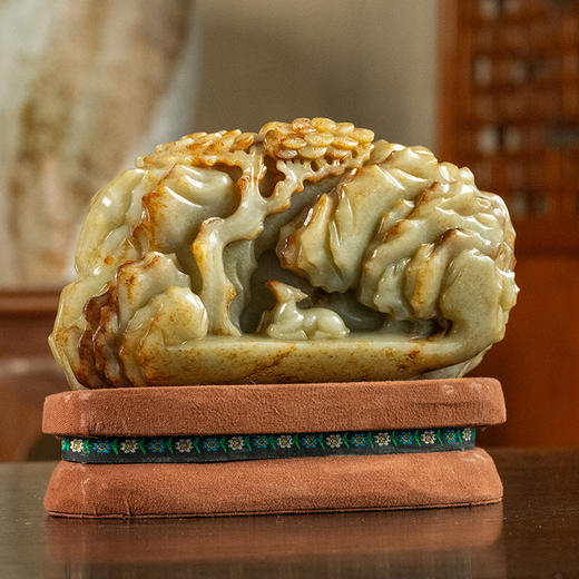 清 玉雕双骏图山子摆件 商品图1