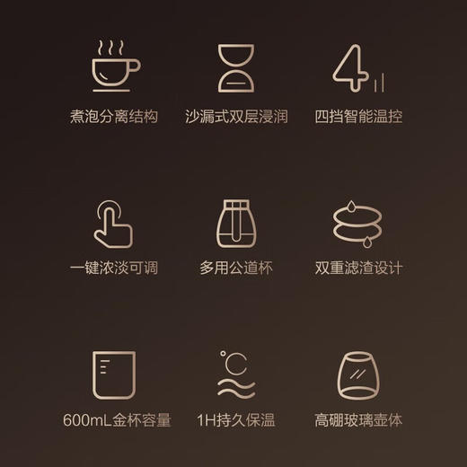 碧云泉S1功夫煮茶器泡茶艺壶恒温烧水耐高温玻璃养生办公室小型黑（HT701） 商品图3