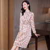 真丝碎花连衣裙，水墨画印花长袖裙ASE-9510 商品缩略图3
