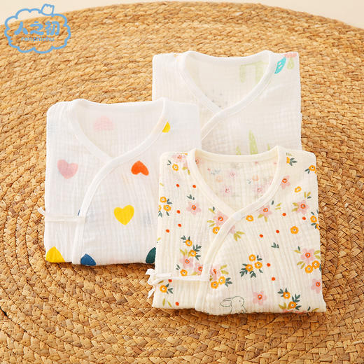 【卡通纯棉纱布蝴蝶衣】人之初新生儿衣服0-3个月6纯棉纱布春夏季初生宝宝蝴蝶衣婴儿连体 商品图1