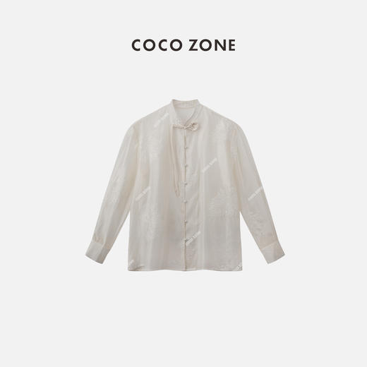 COCO ZONE2024新中式国风立领盘扣衬衫长袖开衫上衣HC2A0075 商品图0