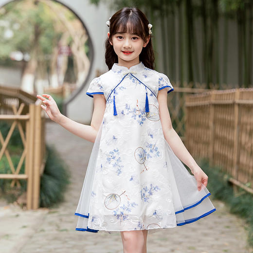 TM-新款女童连衣裙儿童中国风旗袍汉服改良版女孩表演服国潮 商品图1