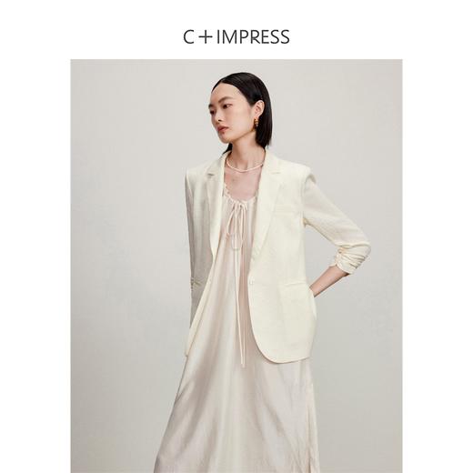 WT2402038C+IMPRESS/西嘉新中式西装外套女19姆米真丝冠乐绉肌理感抽皱袖口 商品图1