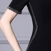 ZL-2296黑色连衣裙高端奢华气质手工钉钻V领包臀鱼尾裙 商品缩略图3