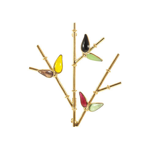 订购6个月到｜Gripoix Paris-Bamboo-竹叶 胸针（彩色）［法国设计师］ 商品图0
