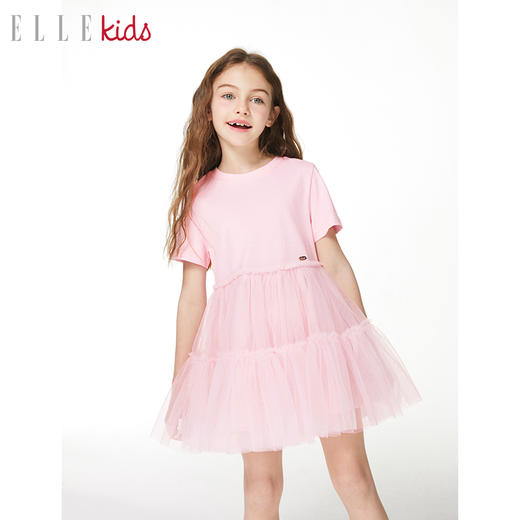 ELLEKIDS 童装 T恤网纱拼接连衣裙 商品图2