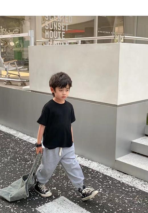 2件39.9元【童T】男童女童同款100%棉（纯色-黑色）印花T恤2025-喜出 商品图2