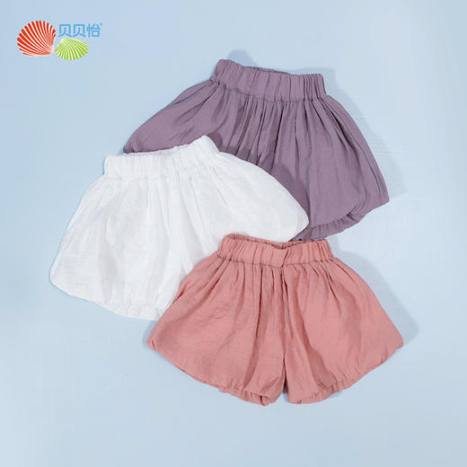 贝贝怡儿童短裤2024夏季休闲宽松舒适五分花苞裤子女童ZB2DK025 商品图0