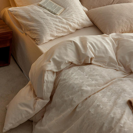 【水洗棉提花四件套】全棉提花水洗四件套纯色柔软亲肤床品套件裸睡 商品图8