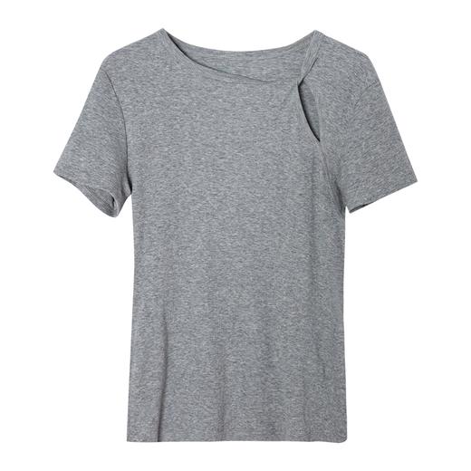 西嘉C+IMPRESS/西嘉新疆长绒棉t恤短袖真丝灵地思羊毛混纺罗纹纽结领T2401071 商品图4