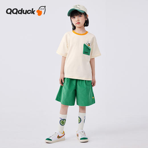 【清仓捡漏】【两件套】【120-165】【可可鸭】女童夏季短袖短裤套装（上衣：95%棉 5%氨纶 裤子：100%棉） 商品图6