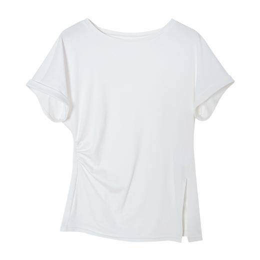 西嘉C+IMPRESS/西嘉时髦不对称侧开衩圆领短袖百搭显瘦高支醋酸棉T恤T2401086 商品图4