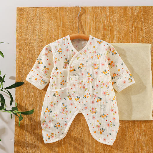 【卡通纯棉纱布蝴蝶衣】人之初新生儿衣服0-3个月6纯棉纱布春夏季初生宝宝蝴蝶衣婴儿连体 商品图5