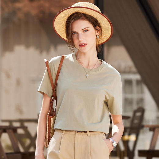 【69元/3件】【三件起拍】SIIJJEYY夏季新款13色马卡龙色系T恤舒爽全棉彩色T恤男女同款情侣款圆领设计微宽松版型遮肉显瘦 商品图8