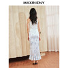 MAXRIENY新中式优雅抽褶荷边鱼尾半裙2024夏季新款缎面印花裙子(货号:MS85SK256) 商品缩略图3