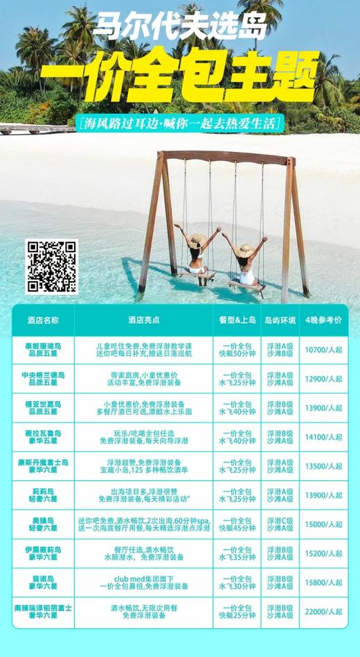 马尔代夫（亲子家庭/一价全包/高性价比/情侣蜜月/顶级奢华）主题选岛，详询客服 商品图1