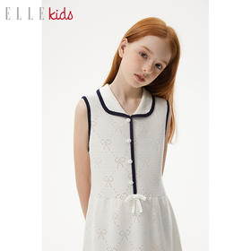 ELLEKIDS 童装 天丝晴棉蝴蝶结钩针针织背心裙