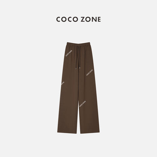 COCO ZONE空气裤通勤风春秋款系绳黑色阔腿休闲裤23C19257 商品图1