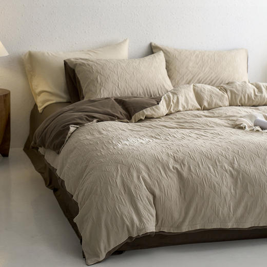 【双层纱提花四件套】全棉双层纱提花四件套纯色柔软亲肤床品套件纯棉床品 商品图1