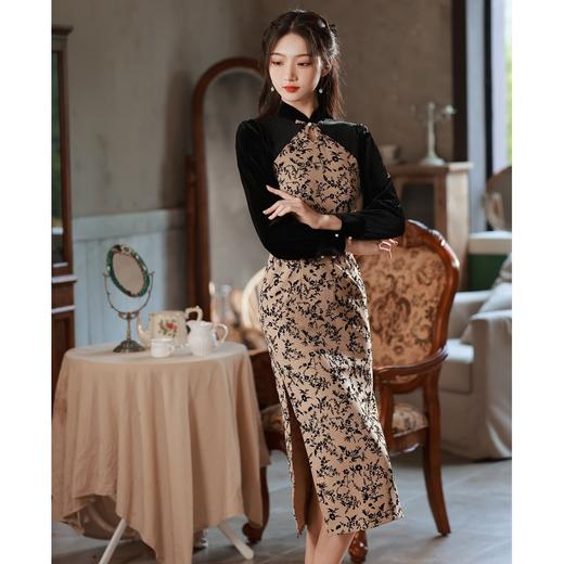 复古气质少女丝绒旗袍年轻款BJS705 商品图2