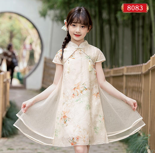 TM-新款女童连衣裙儿童中国风旗袍汉服改良版女孩表演服国潮 商品图7