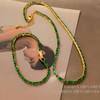 【搭配利器】铜镀真金法式复古绿色锆石手项链PXL 商品缩略图1