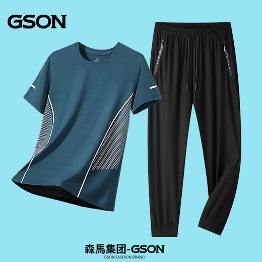 TZF-GSON冰丝套装男夏季爸爸休闲运动套装中青年速干短袖长裤 商品图9